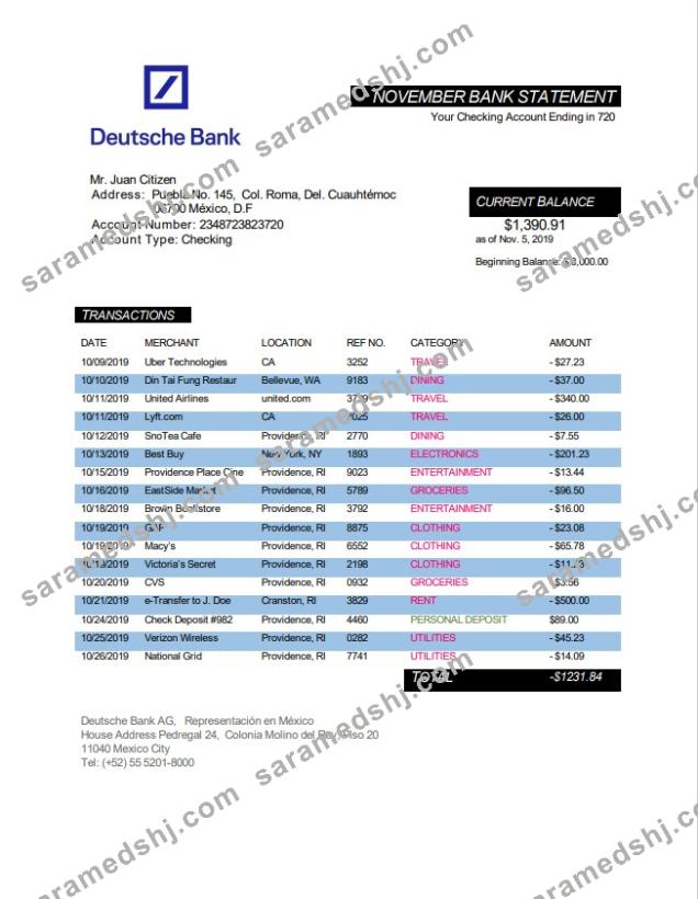 Mexico Deutsche bank statement